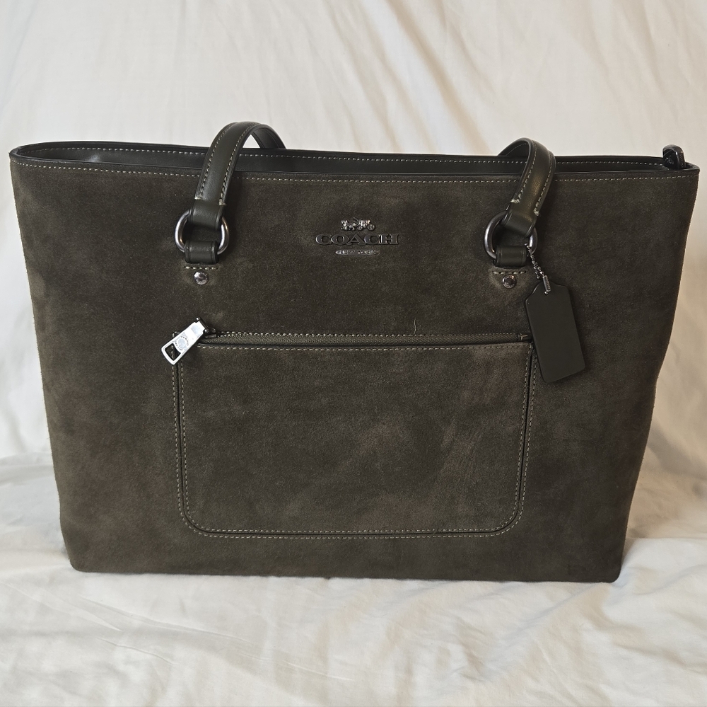 NWT Coach Olive Green Suede Gallery Tote